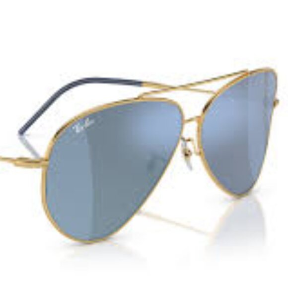NEW RAY-BAN Aviator Reverse RBR0101S 001/GA Gold Frame with Dark Grey Turquoise - Picture 2 of 2